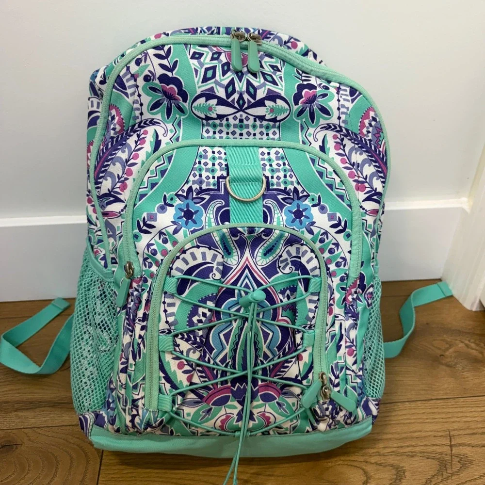 PBteen Large Backpack Boho Medallion Turquoise Purple School Book Bag Organizer